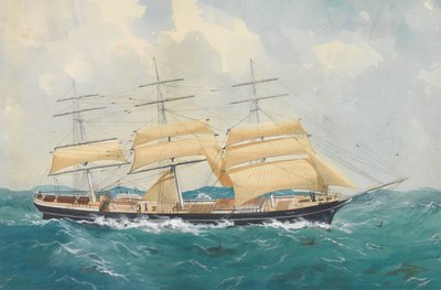 El clíper "Dharwar" en un mar agitado de Unknown artist