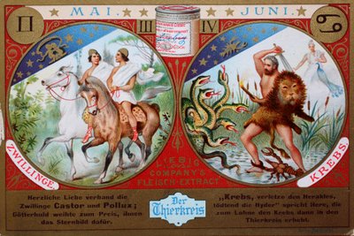 Serie de cuadros de colección El Zodíaco, mayo y junio, Géminis y Cáncer de Unknown artist