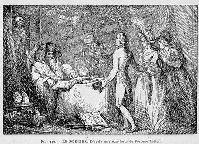 Consulta de un hechicero - grabado de Unknown artist