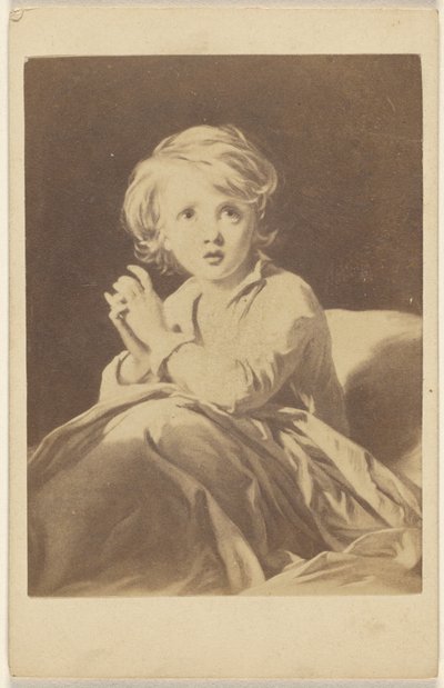[Copia de un cuadro que representa a un niño rezando en la cama] de Unknown artist