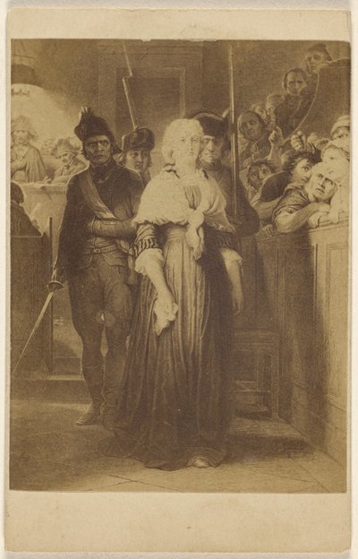 [Copia de un cuadro no identificado: mujeres conducidas a un tribunal por hombres con rifles y espadas]. de Unknown artist