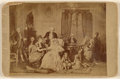 [Copia de una obra de arte desconocida: una mujer sentada, con el pie sobre una almohada, siendo servida]. de Unknown artist