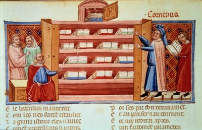 Cornelio Nepote, biógrafo romano, descubre en un armario la Historia de Troya de Dares el Frigio de Unknown artist