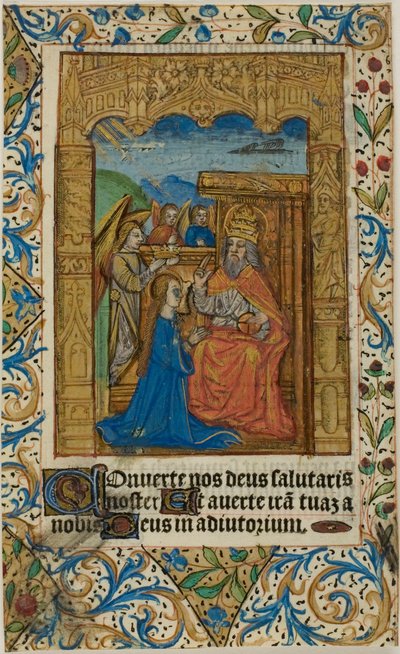 Coronación de la Virgen con orla decorativa de un libro de oraciones de Unknown artist