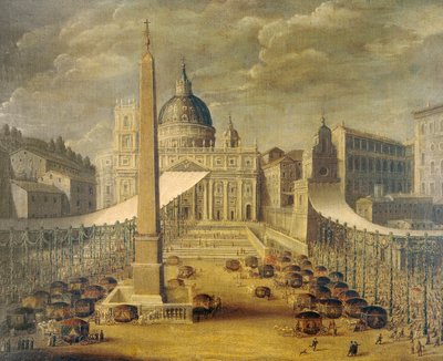 Procesión de Corpus Christi en la Plaza de San Pedro en la época del Papa Inocencio X, ca 1646, por un artista desconocido de Unknown artist