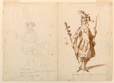 Diseño de vestuario: Juventud y Diana para un ballet de Unknown artist