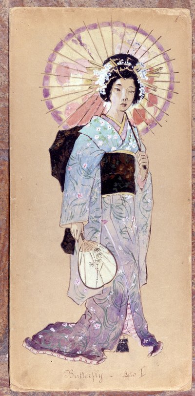 Traje de Madame Butterfly para el primer acto de la creación Madame Butterfly de Giacomo Puccini en 1904.Colección del Museo della Scala de Milán. de Unknown artist