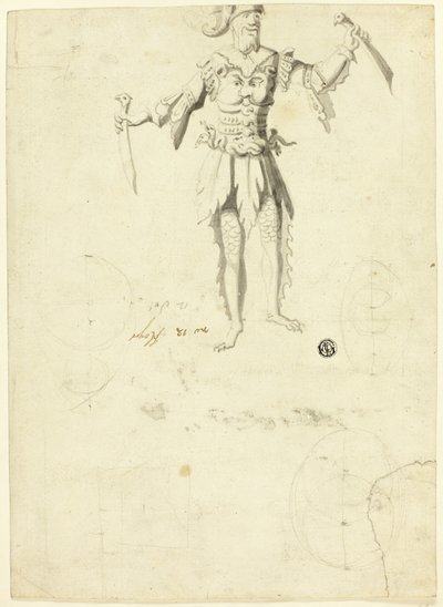 Hombre disfrazado con dos espadas de Unknown artist