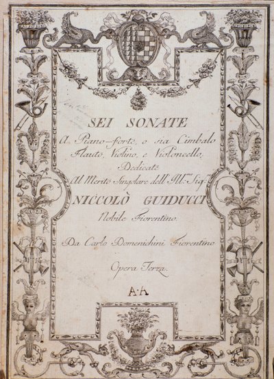 Portada de Seis Sonatas, Op. 3 de Carlo Domenighini de Unknown artist