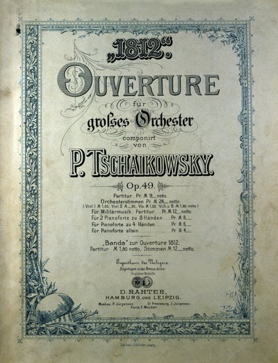 Portada de la partitura de apertura “El año 1812” opus 49 de Piotr Ilich Tchaikovsky de Unknown artist