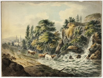 Rebaño de vacas llevado al río de Unknown artist