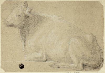 Vaca echada sobre las ancas de Unknown artist
