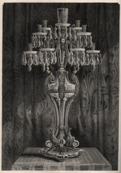 Candelabro de cristal de la fábrica de Baccarat - grabado en 