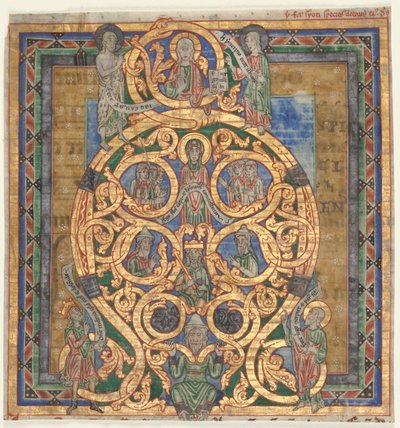 Recorte de un antifonario: Inicial A[spiciens a longe]: El árbol de Jesé de Unknown artist