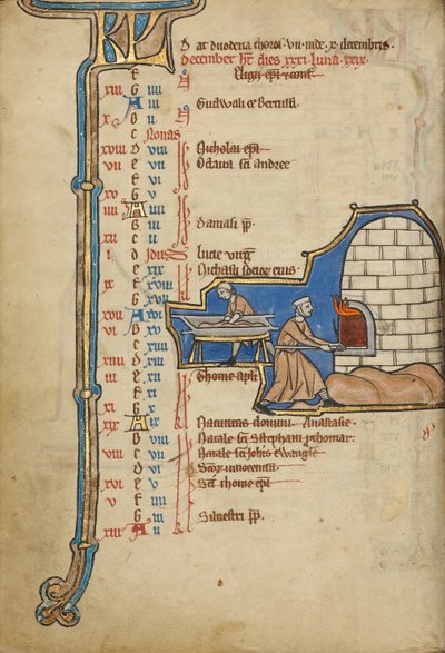 Página del calendario de diciembre; Hornear pan de Unknown artist