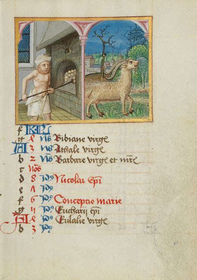 Página del calendario de diciembre; Panadería; Capricornio de Unknown artist