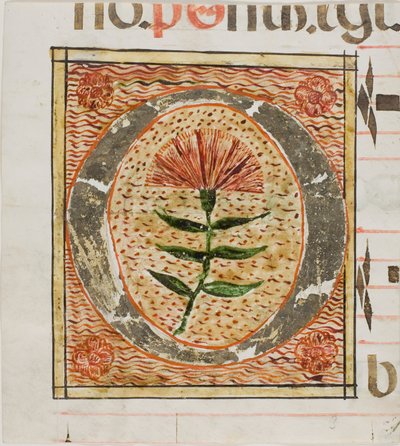 Inicial "O" decorada con flores de un manuscrito de Unknown artist