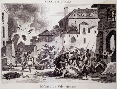 Defensa de Valenciennes (por los republicanos contra los británicos y austriacos en 1794). Grabado del siglo XIX de Unknown artist