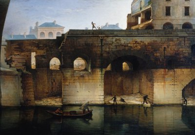 Demolición del antiguo Hôtel-Dieu; los "cagnards", en 1878 (óleo sobre lienzo) de Unknown artist