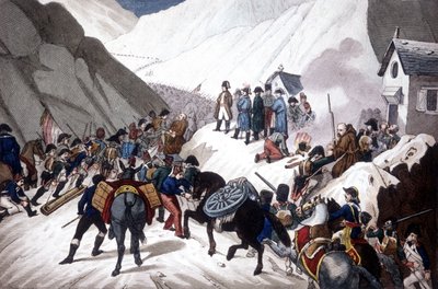 Descenso de Napoleón Bonaparte en Italia: cruce de la montaña de San Bernardo de Unknown artist