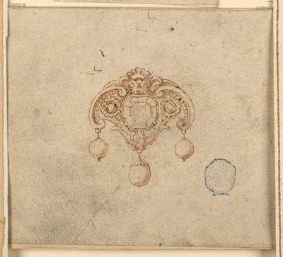 Diseño para broche con tres diamantes de Unknown artist