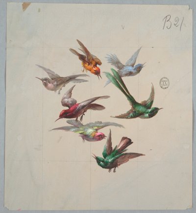 Diseño para papel tapiz y textiles: Pájaros de Unknown artist