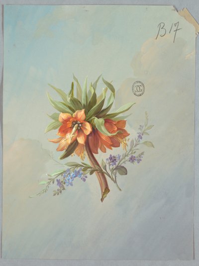 Diseño para papel tapiz y textiles: flores de Unknown artist