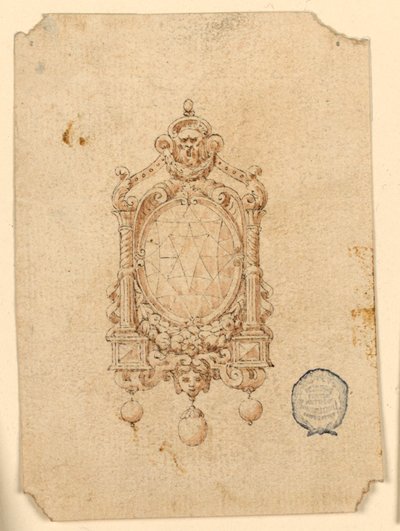 Diseño para un broche con diamante ovalado de Unknown artist