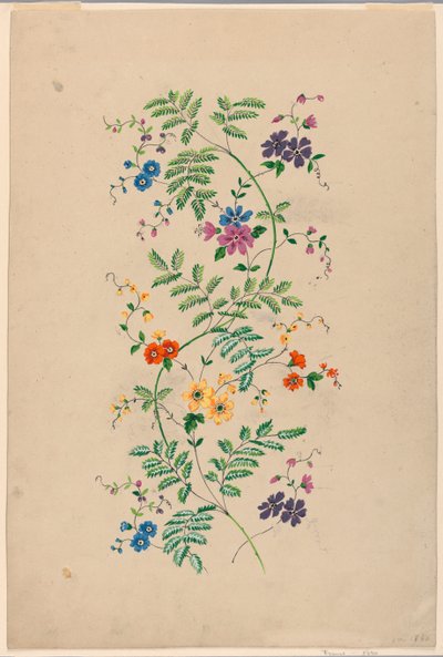 Diseño para un Rinceau Vertical para una Tela Tejida de Unknown artist