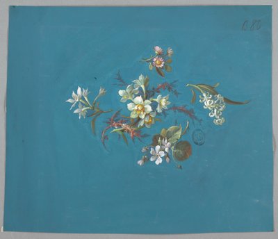 Diseño para papel tapiz y textiles, flores de Unknown artist