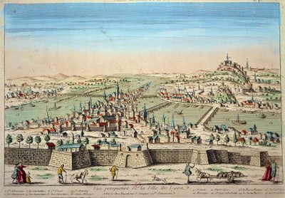 Vista detallada de la ciudad de Lyon en las orillas del Ródano y el Saona. Grabado del siglo XVII París B.N. de Unknown artist