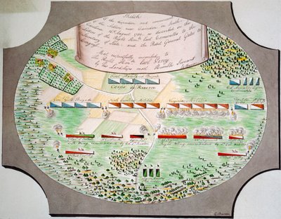 Diagrama de las líneas de batalla de la batalla de Camden, Carolina del Sur, el 16 de agosto de Unknown artist