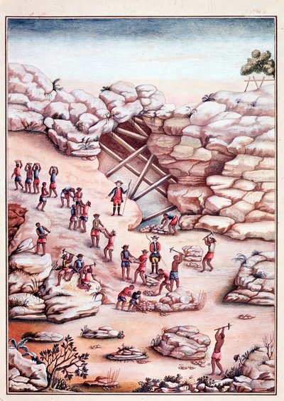 Minería de diamantes en una mina en Brasil de Unknown artist