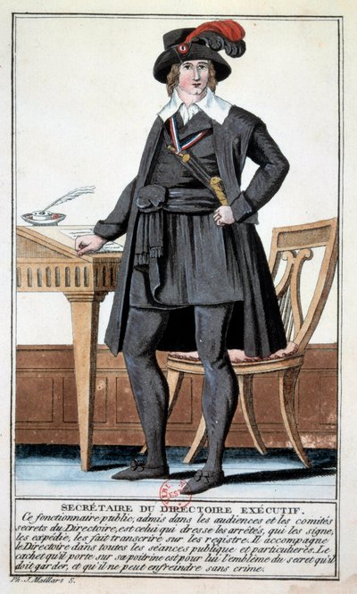 Directorio: traje de secretario de la junta ejecutiva. Grabado del siglo XVIII de Unknown artist