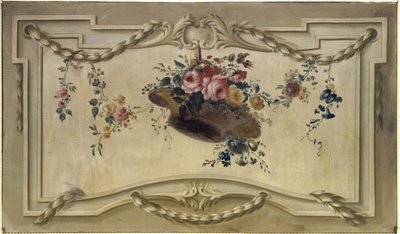 Sobrepuerta: cesta de flores, entre 1769 y 1789 (óleo sobre lienzo) de Unknown artist