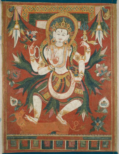Estandarte pintado a doble cara (Paubha) con el dios Shiva de Unknown artist