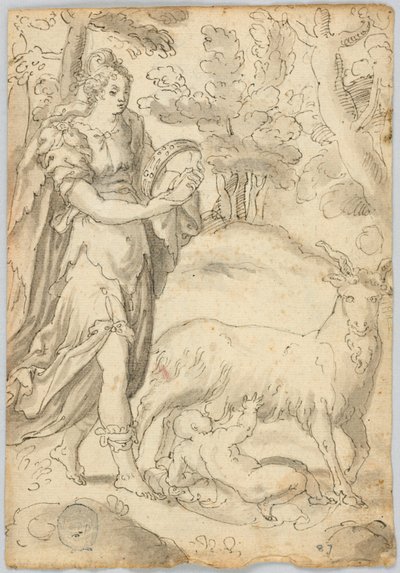 Dibujo: A) Rea y el Infante Júpiter. B) San Francisco de Asís de Unknown artist