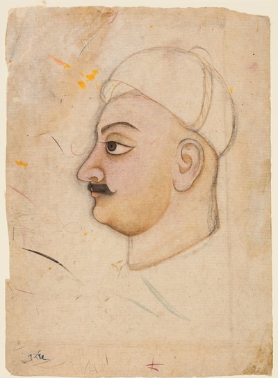 Dibujo de la cabeza de un hombre con un turbante inusual de Unknown artist