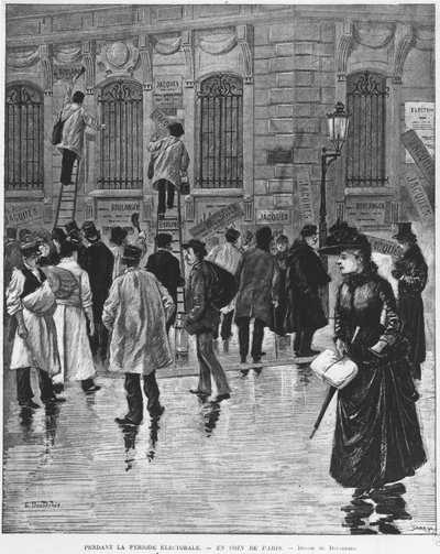 Durante el período electoral, en París; carteles durante la elección del 27 de enero de 1889, culminando en la campaña de la panadería - Museo Carnavalet. de Unknown artist