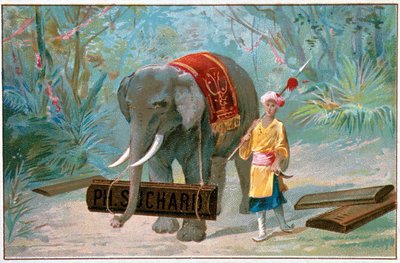 Elefante y Cornac, publicidad "Suchard", v. 1895 de Unknown artist