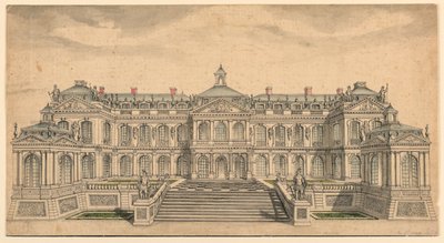 Elevación de una fachada de jardín para un pequeño palacio francés de Unknown artist