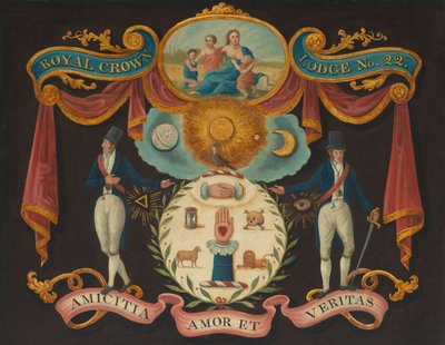 Emblemas de la Logia Real de la Corona nº 22, c.1810-15 (óleo sobre tabla) de Unknown artist