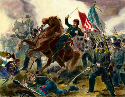 Episodio de la Guerra de Secesión: General Ulysses Simpson Grant durante una batalla de Unknown artist