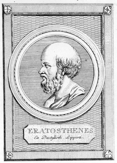Eratóstenes (275 a.C. - 195 a.C.) matemático, astrónomo, geógrafo y poeta. Retrato de 