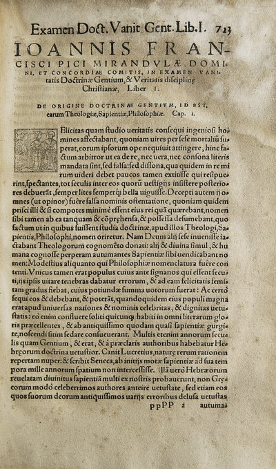 Examen vanitatis doctrinae gentium et veritatis christianae disciplinae de Pico della Mirandola (imprimir) de Unknown artist
