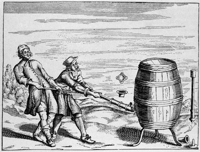 Experimento realizado por el científico alemán Otto von Guericke para calcular la presión atmosférica. Lámina tomada de 