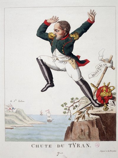 Caída del tirano: Napoleón saltando del Monte St John (La Batalla de Waterloo) a la Isla de Santa Elena - en 