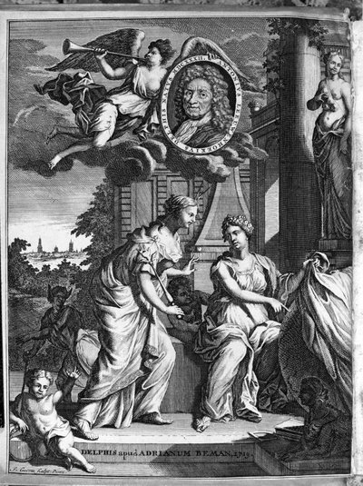 Falso título de la obra completa del comerciante y erudito holandés Antoine van Leeuwenhoek (1632-1723) 1719 de Unknown artist