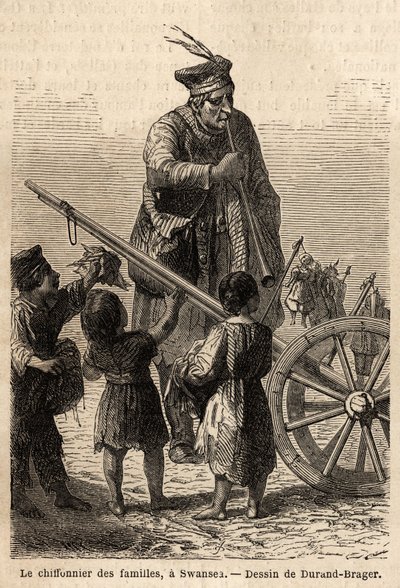 Trapo familiar en Swansea. Dibujo de Durand Brager, para ilustrar una visita a las principales fábricas de Gales en 1862, por L. Simonin. Grabado en “Le tour du monde”, editado por Edouard Charton de Unknown artist
