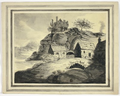Granja con Roca Sobresaliente y Castillo de Unknown artist